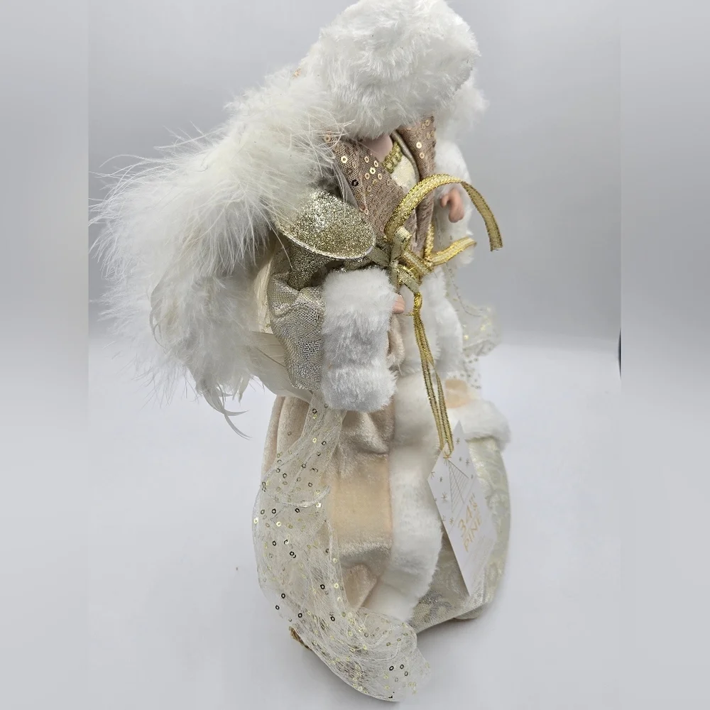 34th & PINE NWT Christmas Angel White Gold Feathers